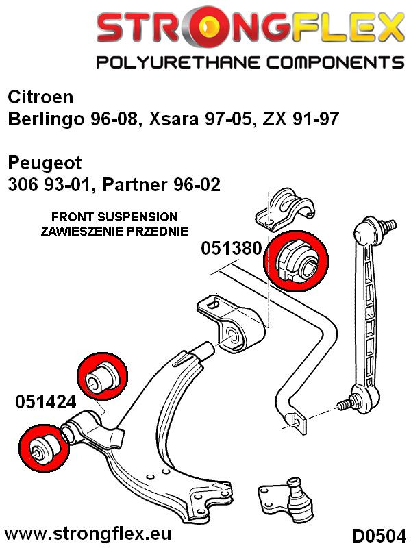 Front wishbone front bush