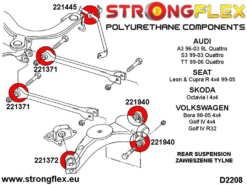 Rear lower wishbone front mounting bush