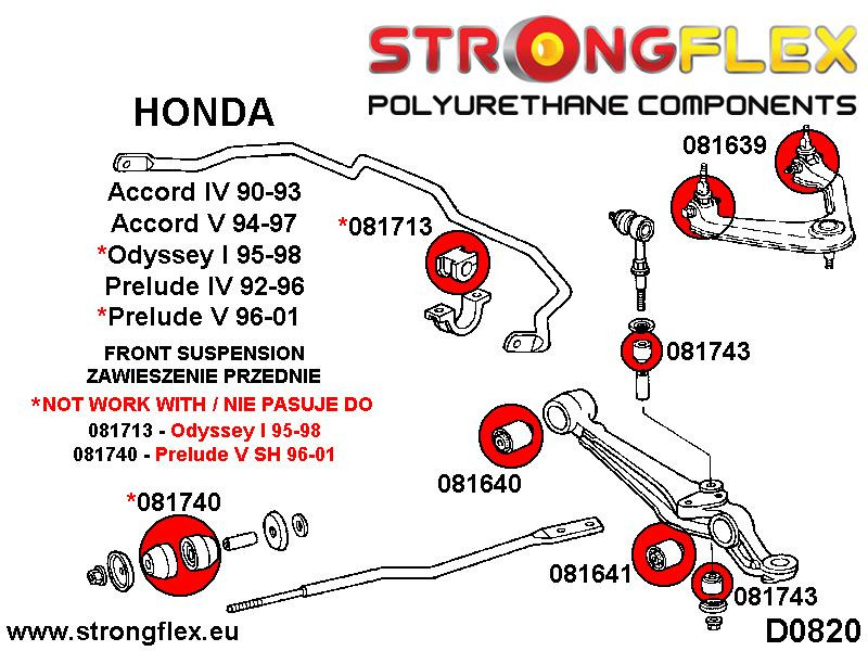 Front suspension bush kit SPORT