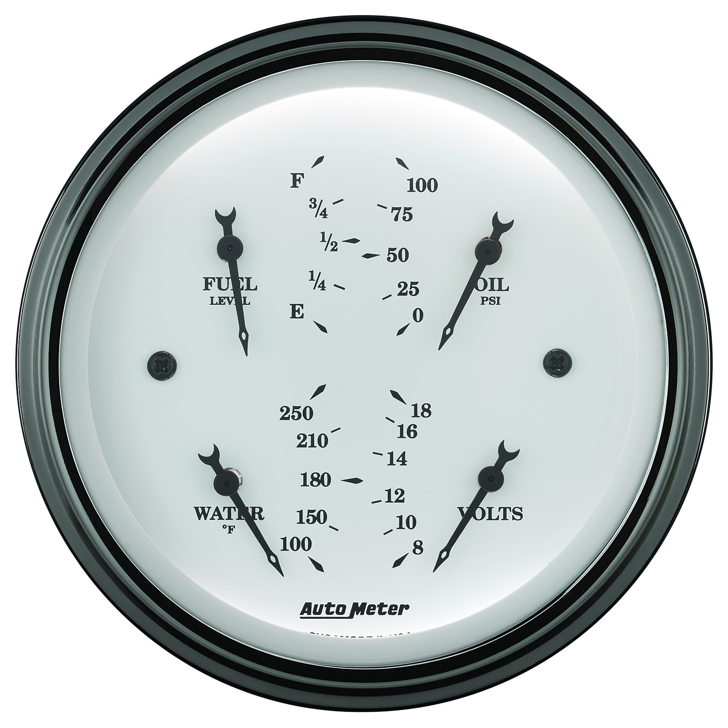 3-3/8" Quad Gauge, 100 Psi/100-250 °F/8-18v/0-90 Ω, Old-Tyme White