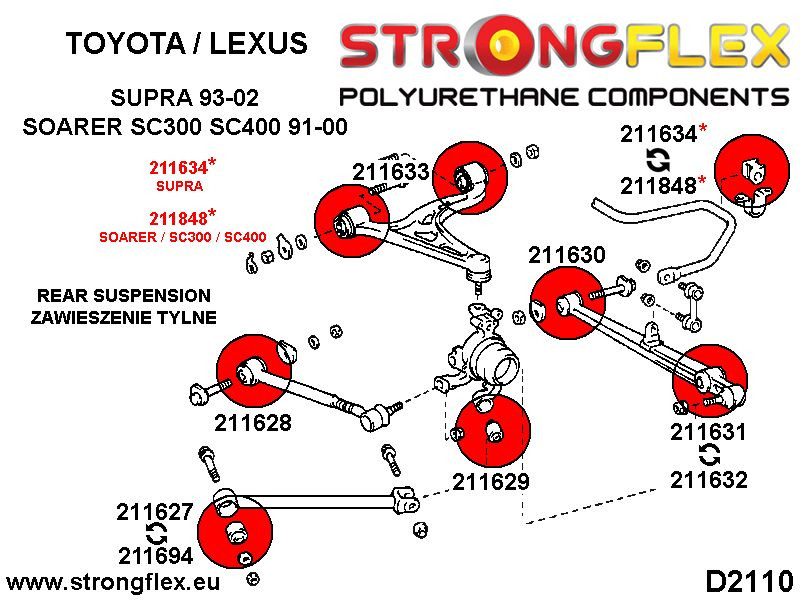 Toyota Supra MKIV Rear trailing arm front bush 46mm SPORT