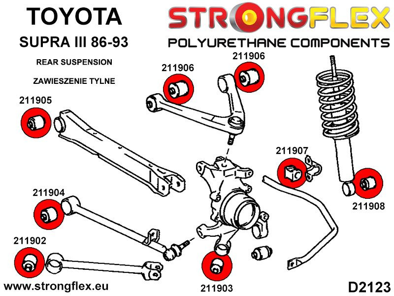 Toyota Supra MK3 Rear suspension bush kit SPORT