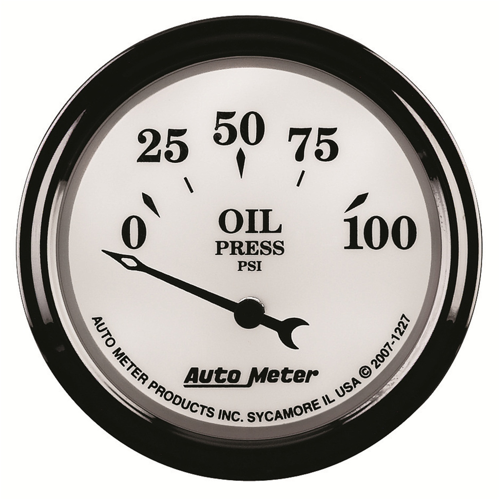 2-1/16" Oil Pressure, 0-100 Psi, Old-Tyme White Ii