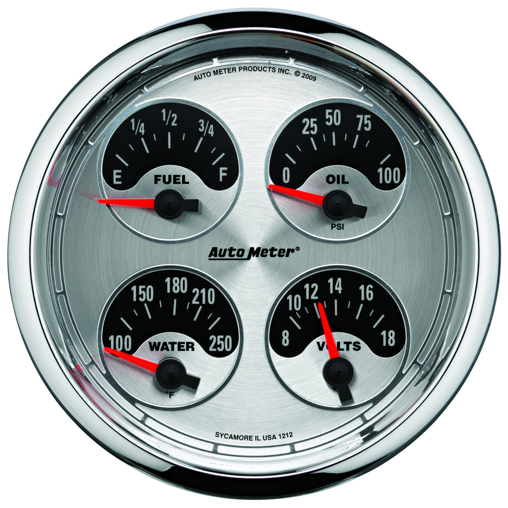 5" Quad Gauge, 8k Rpm/120 Mph/100 Psi/100-250 °F/8-18v/240-33 Ω, American Muscle