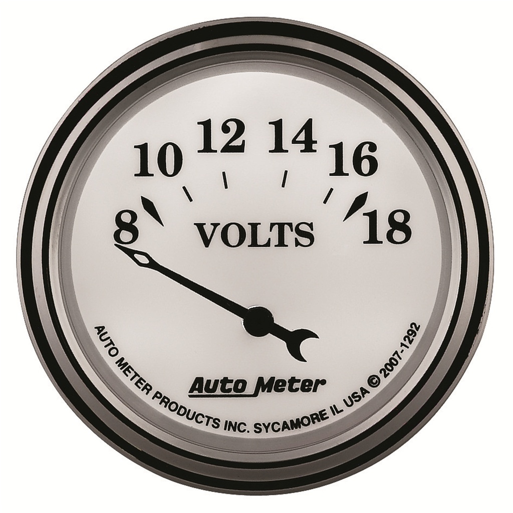 2-1/16" Voltmeter, 8-18v, Old-Tyme White Ii