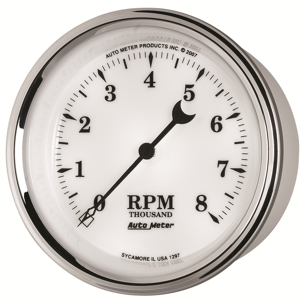 3-3/8" In-Dash Tachometer, 0-8,000 Rpm, Old-Tyme White Ii