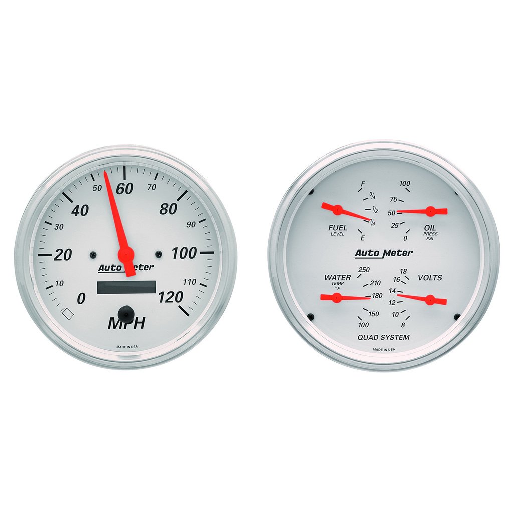 2 Pc. Gauge Kit, 5" Quad & Speedometer, 240-33 Ω, Arctic White