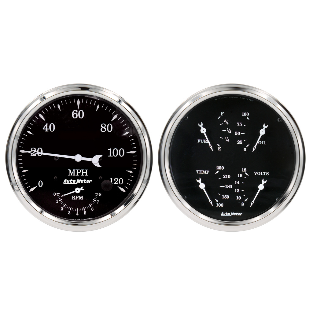 2 Pc. Gauge Kit, 5" Quad & Tach/Speedo, 240-33 Ω, Old Tyme Black