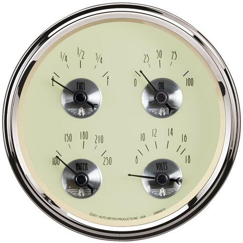 5" Quad Gauge, 100 Psi/100-250 °F/8-18v/240-33 Ω, Prestige Antique Ivory
