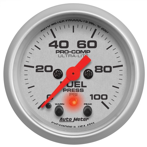 2-1/16" Fuel Pressure, 0-100 Psi, Ultra-Lite