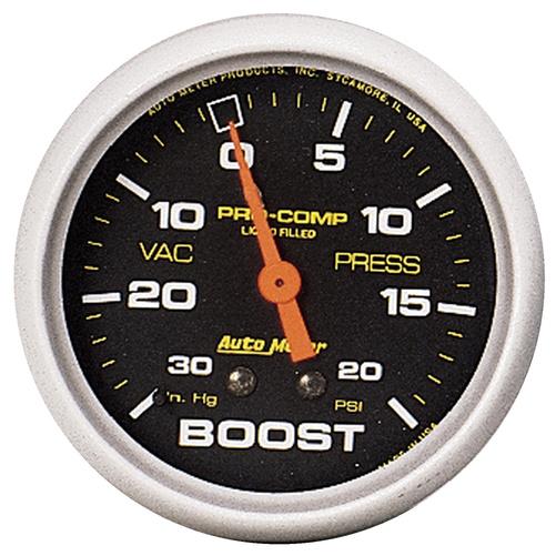 2-5/8" Boost/Vacuum, 30 In Hg/20 Psi, Liquid Filled, Pro-Comp