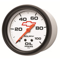 2-5/8" Oil Pressure, 0-100 Psi, Chevy Red Bowtie, White