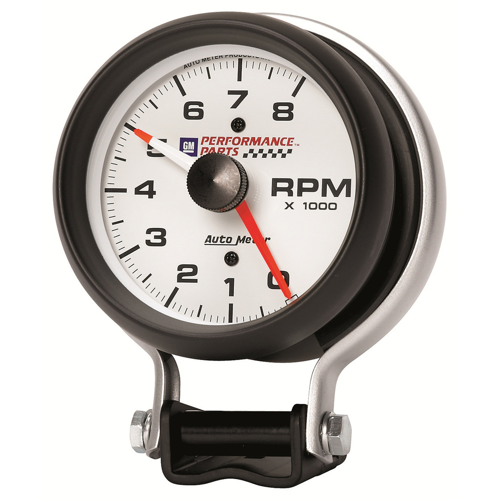 3-3/4" Pedestal Tachometer, 0-8,000 Rpm, Chevy Red Bowtie, White