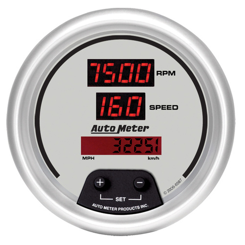 3-3/8" Tachometer/Speedometer Combo, 10k Rpm/260 Mph/260 Km/H, Ultra-Lite Digital