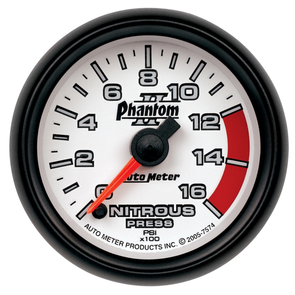 2-1/16" Nitrous Pressure, 0-1600 Psi, Phantom Ii
