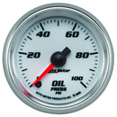 2-1/16" Oil Pressure, 0-100 Psi, White, Pro-Cycle