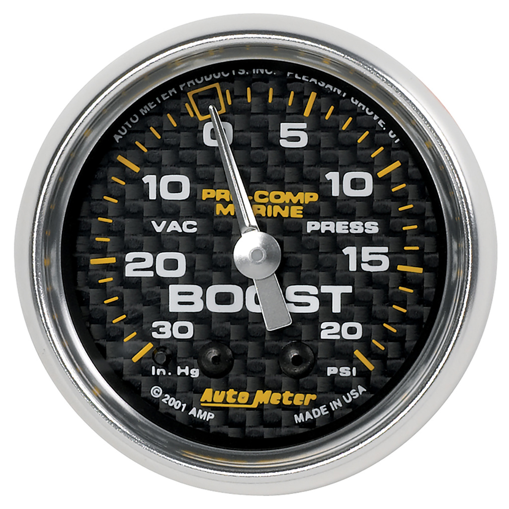 2-1/16" Vacuum/Boost, 30 In Hg/20 Psi, Marine Carbon Fiber