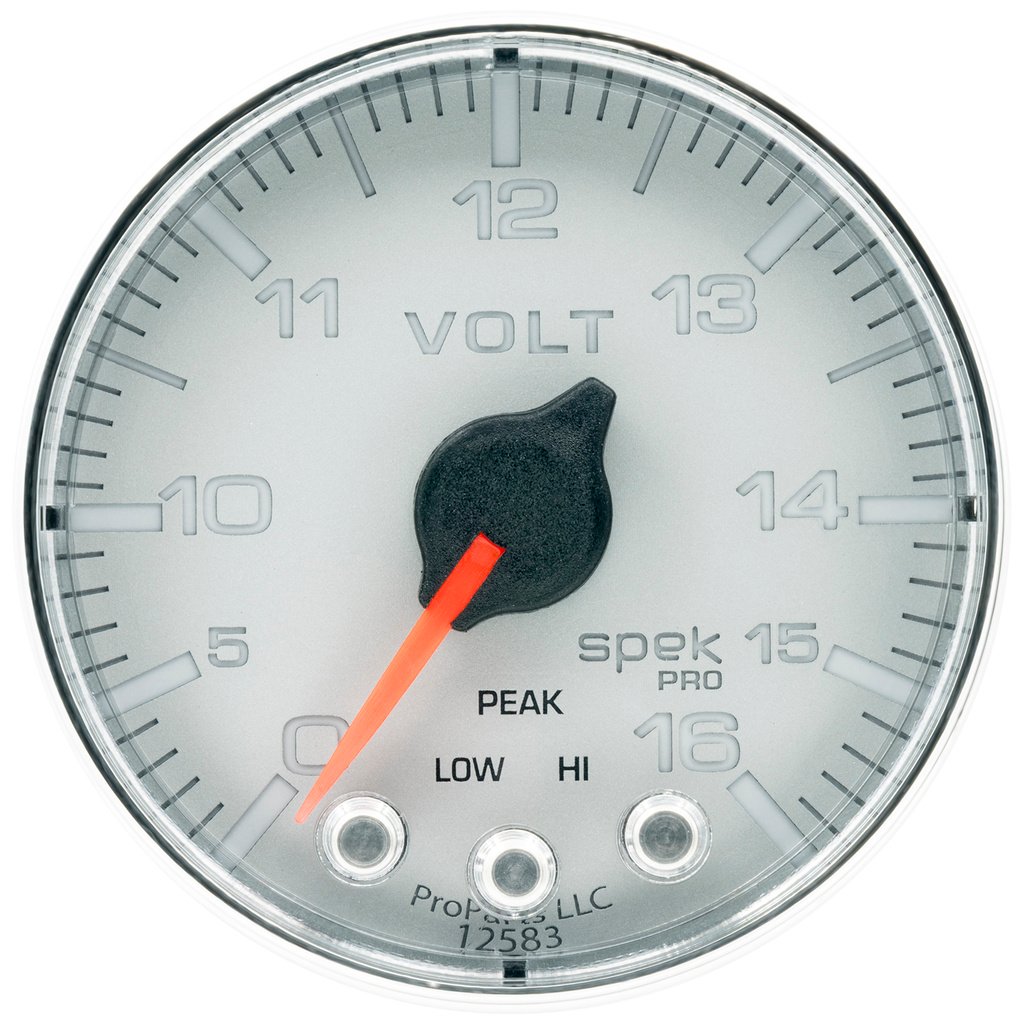 2-1/16" Voltmeter, 0-16v, Spek-Pro, Silver/Chrome