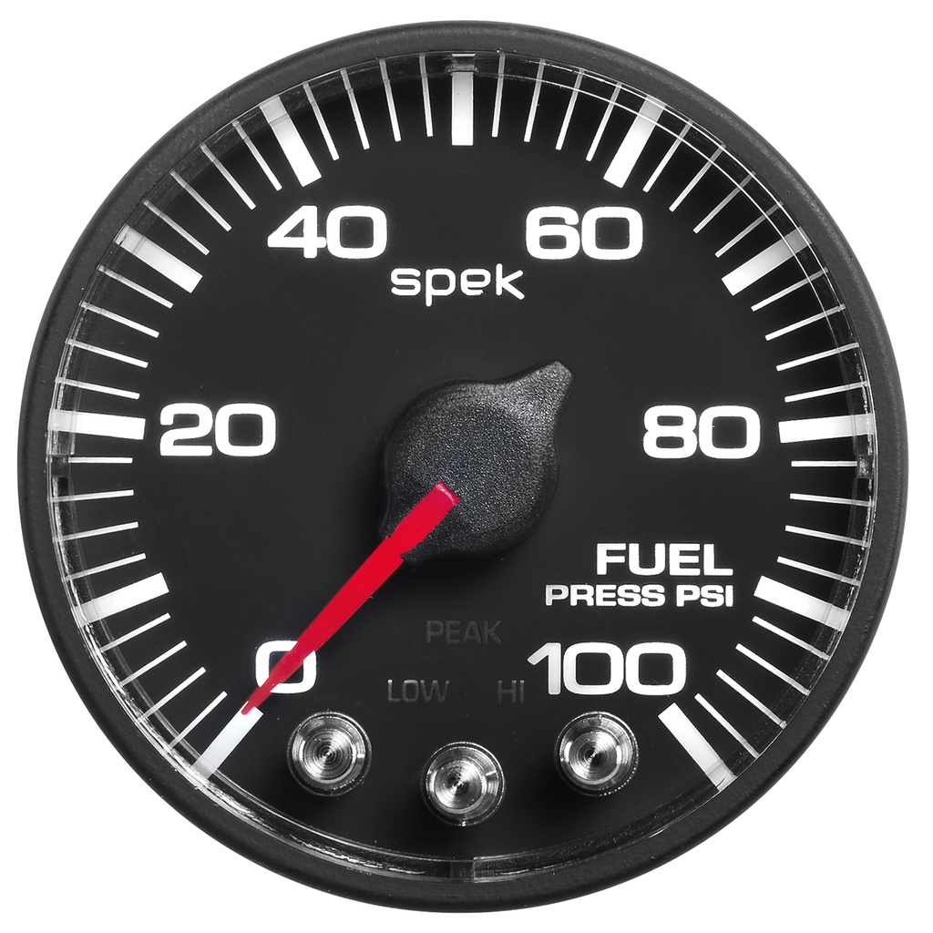 2-1/16" Fuel Pressure, 0-100 Psi, Spek-Pro, Black/Black, Ecu